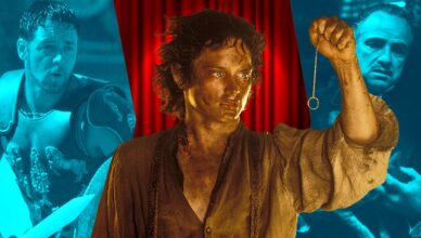 Oscar Winners Rewatchability collage featuring Gladiator, The Godfather, and The Lord of the Rings: The Return of the King