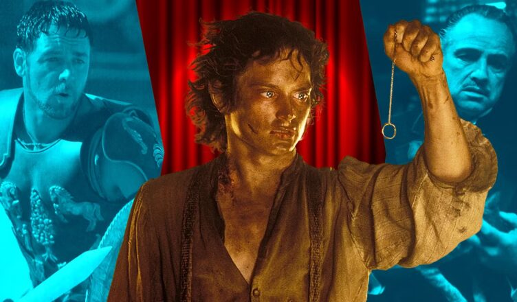 Oscar Winners Rewatchability collage featuring Gladiator, The Godfather, and The Lord of the Rings: The Return of the King