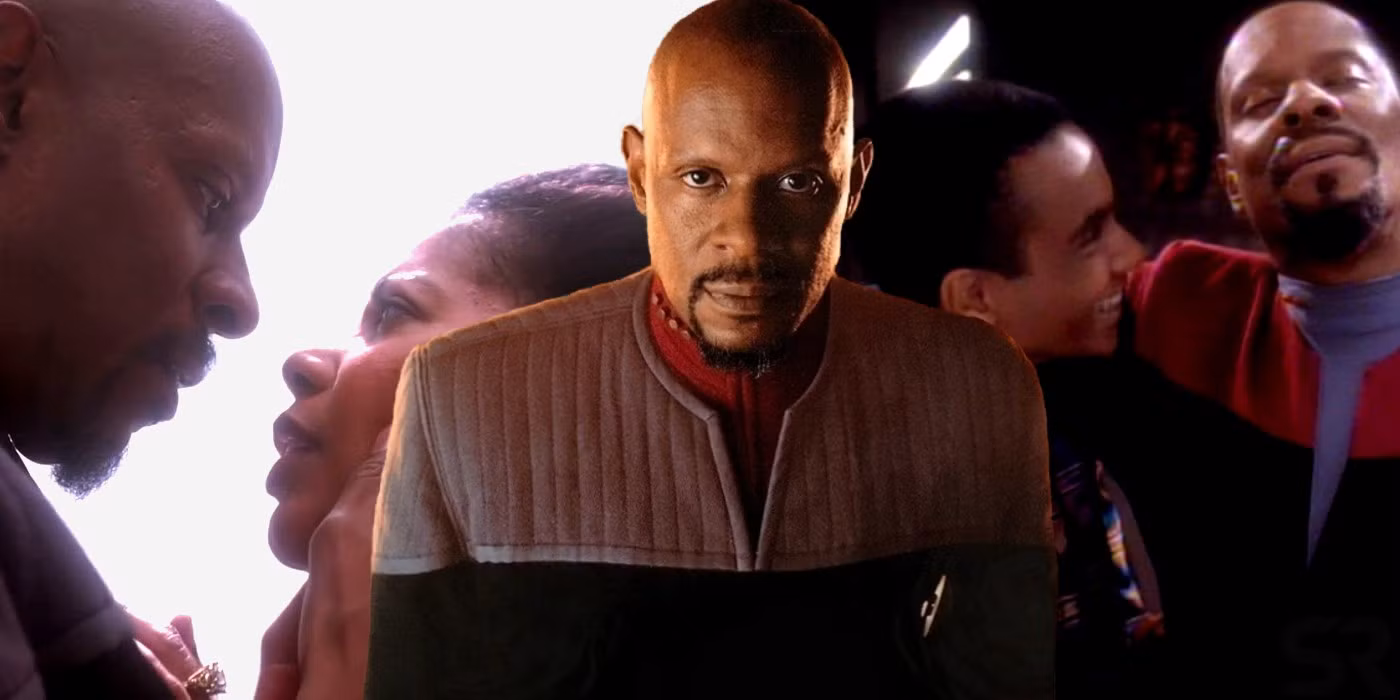 Benjamin Sisko with Kasidy and Jake Sisko in Star Trek Deep Space Nine