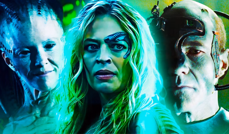 The Borg Across Generations featuring Locutus, Seven of Nine and the Borg Queen across Star Trek history